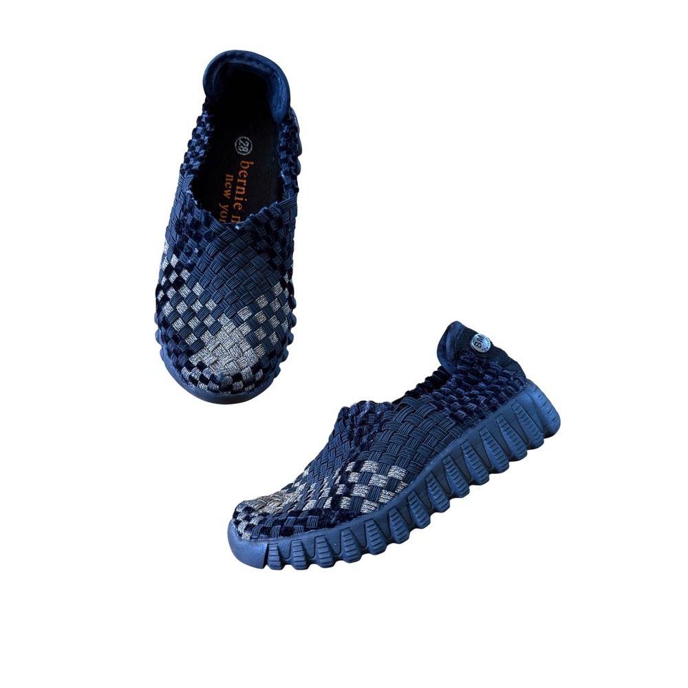 Bernie Mev black metallic silver woven‎ slip on toddler shoes
